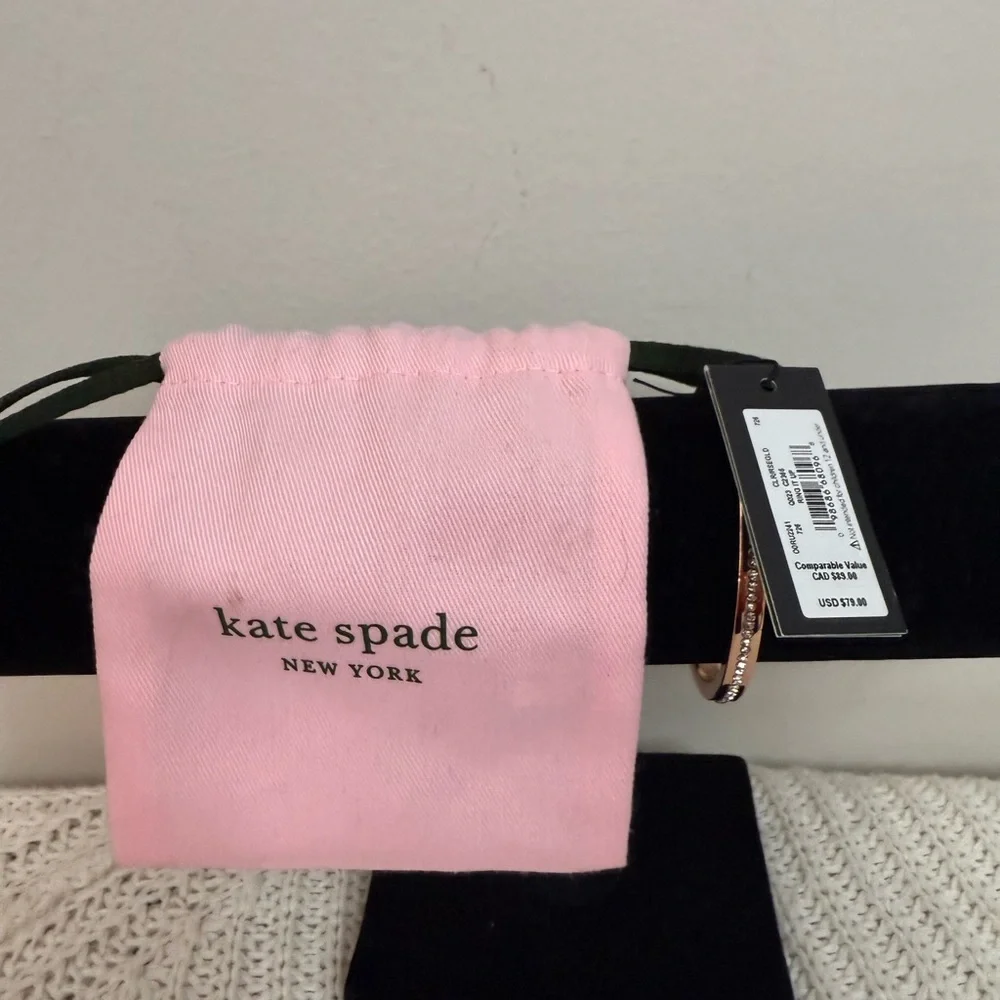 kate spade NWT New York Rose Gold Hinged Bangle Bracelet - Pink Pouch